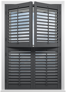 Kensington, Shadow Grey - Tier on Tier Plantation Shutter